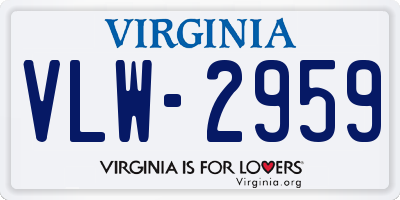 VA license plate VLW2959