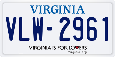 VA license plate VLW2961