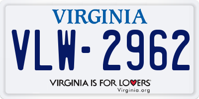 VA license plate VLW2962