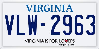 VA license plate VLW2963