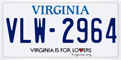 VA license plate VLW2964