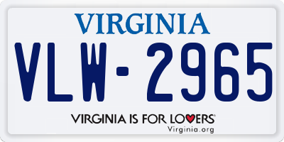 VA license plate VLW2965