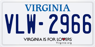 VA license plate VLW2966