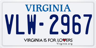 VA license plate VLW2967