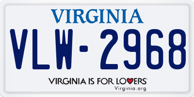 VA license plate VLW2968