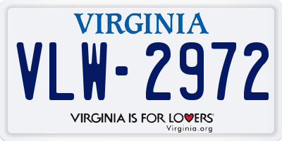 VA license plate VLW2972