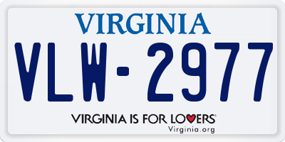 VA license plate VLW2977