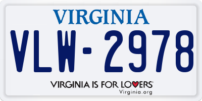 VA license plate VLW2978