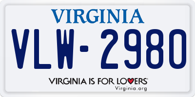 VA license plate VLW2980