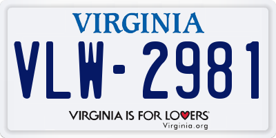 VA license plate VLW2981