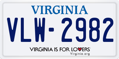 VA license plate VLW2982