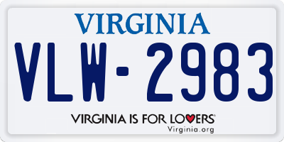 VA license plate VLW2983