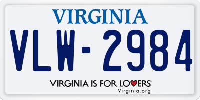 VA license plate VLW2984