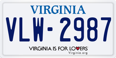 VA license plate VLW2987