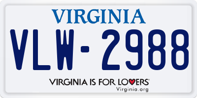 VA license plate VLW2988