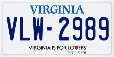 VA license plate VLW2989