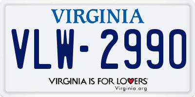 VA license plate VLW2990