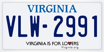 VA license plate VLW2991