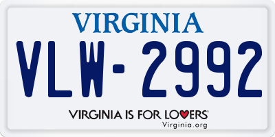 VA license plate VLW2992