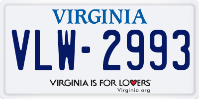 VA license plate VLW2993