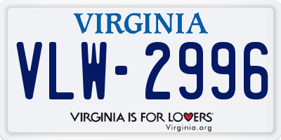 VA license plate VLW2996