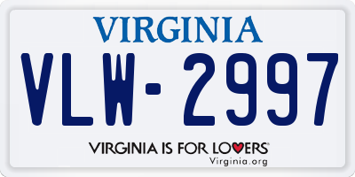 VA license plate VLW2997