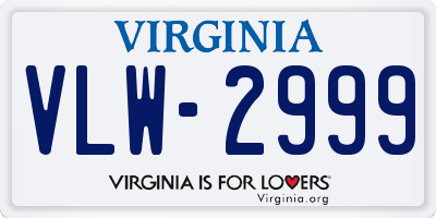 VA license plate VLW2999