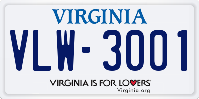 VA license plate VLW3001