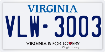 VA license plate VLW3003