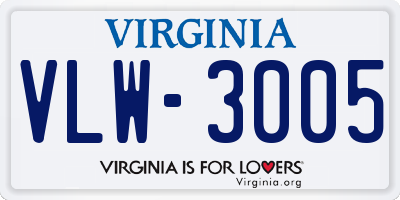 VA license plate VLW3005