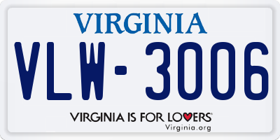 VA license plate VLW3006