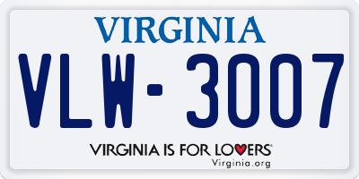 VA license plate VLW3007