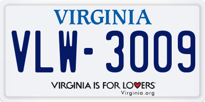 VA license plate VLW3009