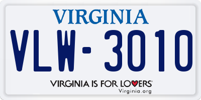 VA license plate VLW3010