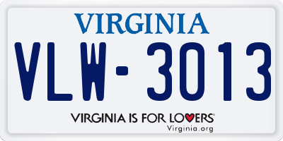 VA license plate VLW3013