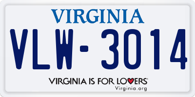 VA license plate VLW3014