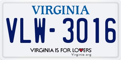 VA license plate VLW3016