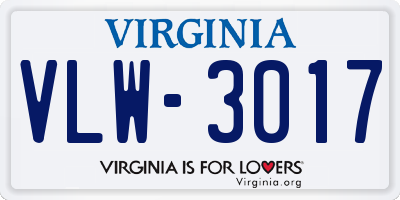 VA license plate VLW3017