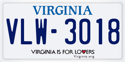 VA license plate VLW3018