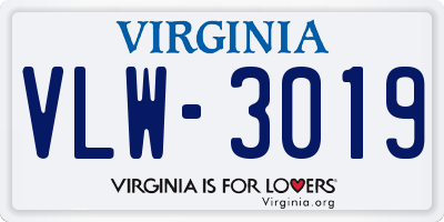 VA license plate VLW3019