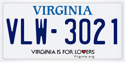 VA license plate VLW3021