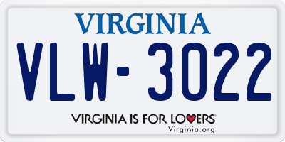 VA license plate VLW3022