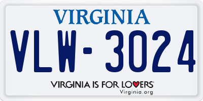 VA license plate VLW3024