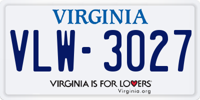 VA license plate VLW3027