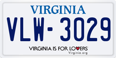 VA license plate VLW3029