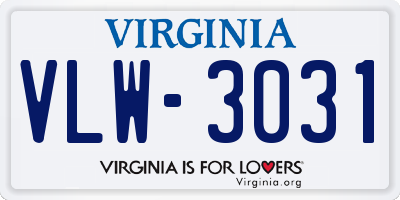 VA license plate VLW3031