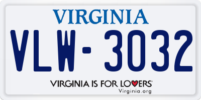 VA license plate VLW3032