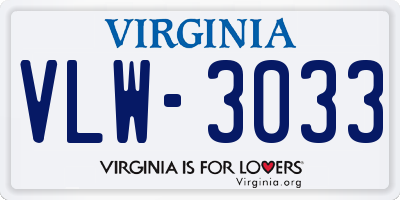 VA license plate VLW3033