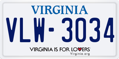 VA license plate VLW3034