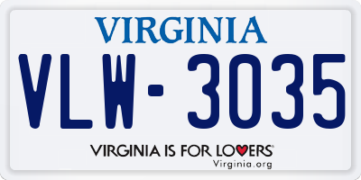 VA license plate VLW3035